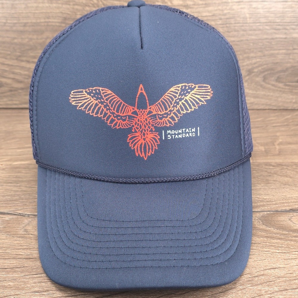 Mountain Standard Hat Cap Mens Foam Front Snap Back Trucker Blue Outdoor Hiking